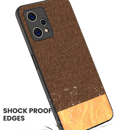 Soft Fabric & Leather Hybrid Protective Case Cover for Realme 9 Pro (Brown)