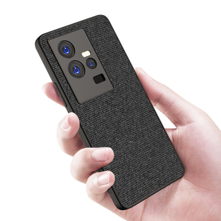 Mobizang Soft Full Fabric Hybrid for IQOO 11 Back Cover | Shockproof Hybrid Slim Hard Anti Slip Back Case (Black)
