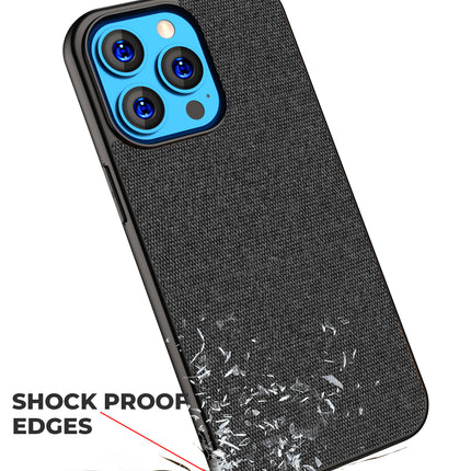 Mobizang Soft Fabric Hybrid Protective Back Case Cover for Apple iPhone 14 Pro (Black)