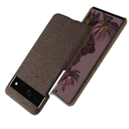 Mobizang Woven Soft Fabric Case for Google Pixel 7 Pro Back Cover, Shock Protection Slim Hard Anti Slip Back Cover (Brown)