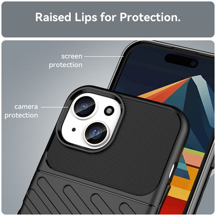 Mobizang Thunder Protective Flexible Back Cover for Apple iPhone 15 | Slim Anti Slip Rugged TPU Shockproof Full Body Bumper Case (Black)
