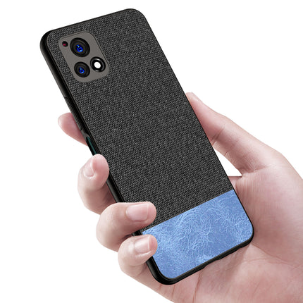 Soft Fabric & Leather Hybrid Protective Case Cover for Vivo Y72 (5G) (Black,Blue)