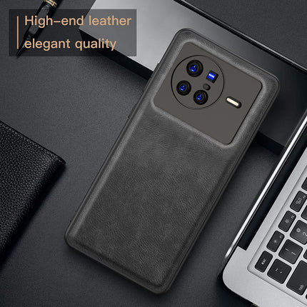 Tux Back Case for Vivo X80 , Slim Leather Case with Soft Edge Shockproof Back Cover (Black)