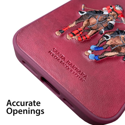 Santa Barbara Polo Jockey Series Luxury Leather Back Case Cover for Apple iPhone 13 Pro Max (6.7), Red