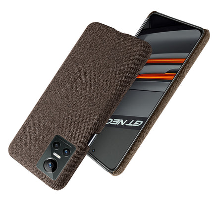 Mobizang Woven Soft Fabric Case for Realme GT Neo 3 (5G) Back Cover,  Shock Protection Slim Hard Anti Slip Back Cover (Brown)