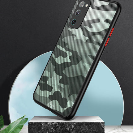 Camouflage Paper Thin Back Cover For Samsung Galaxy S20 FE , Super Slim Matte Translucent Full Protection Back Case (Black)