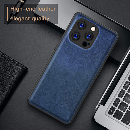 Mobizang Tux Leather Back Cover for Apple iPhone 15 Pro | Slim Shockproof Camera Protection Bumper Case (Blue)