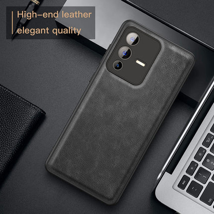 Tux Back Case For Vivo V23 (5G) , Slim Leather Case with Soft Edge Shockproof Back Cover (Black)
