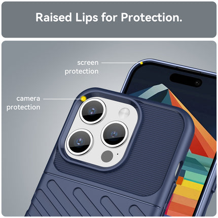 Mobizang Thunder Protective Flexible Back Cover for Apple iPhone 15 Pro | Slim Anti Slip Rugged TPU Shockproof Full Body Bumper Case (Blue)