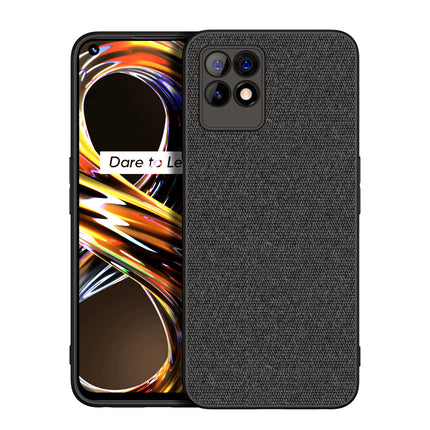 Soft Full Fabric Protective Back Case Cover for Realme 8i (Black)