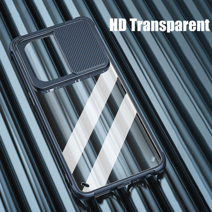 Slider Back Cover for Apple iPhone 13 Pro Max , [Military Grade Protection] Shockproof Slim Clear Camera Shield Bumper Back Case (Blue)