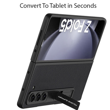 Mobizang Leather Case for Samsung Galaxy Z Fold 5 | Inbuilt Stand Hybrid Back Cover (Black)