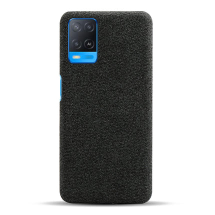 Woven Soft Fabric Case for Oppo A54 (4G) Back Cover, Shock Protection Slim Hard Anti Slip Back Cover (Black)