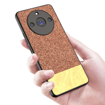 KAPA Soft Fabric & Leather Hybrid Protective Back Cover for Realme 11 PRO / 11 PRO + (PLUS) | Shockproof Slim Hard Anti Slip Back Case (Brown)