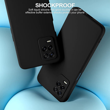 Matte Lens Protective Back Cover for Realme 8 (5G) , Slim Silicone with Soft Lining Shockproof Flexible Full Body Bumper Case , Black
