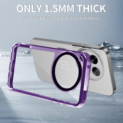 Mobizang Warrior Acrylic Clear Back Cover For OnePlus 12 | Slim Shockproof [Military Grade Protection] Hybrid Bumper Case (Purple Sides)
