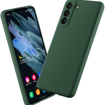 Matte Lens Protective Back Cover for Samsung Galaxy S21 FE , Slim Silicone with Soft Lining Shockproof Flexible Full Body Bumper Case (Green)