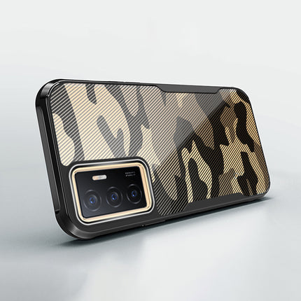 Mobizang Beetle Camouflage V2 for Vivo V23E (5G) Back Cover , [Military Grade] Shockproof Slim Camera Ring Hybrid Case (Black)