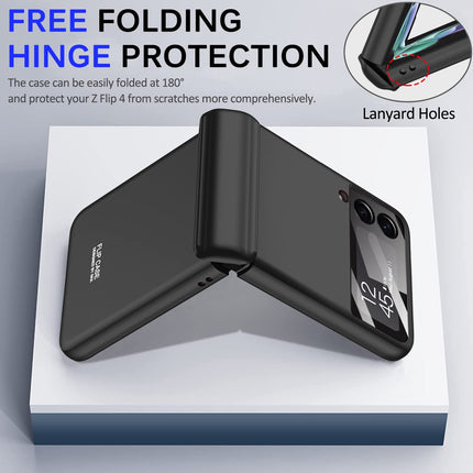 Mobizang Ultra Thin Back Cover for Galaxy Z Flip4 , Magnetic Hinge Protection and Inbuilt Glass Window Protection , Black