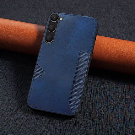 Mobizang Razor Wallet Back Case for Samsung Galaxy S23 | Slim PU Leather & Fabric Cover with Inbuilt Card Pocket (Blue)