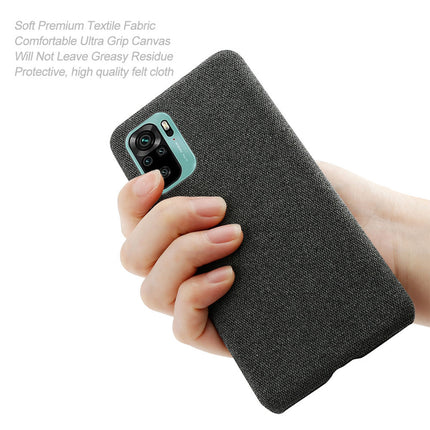 Woven Soft Fabric Case for Xiaomi Redmi Note 10 /  Note 10S Back Cover, Shock Protection Slim Hard Anti Slip Back Cover (Black)