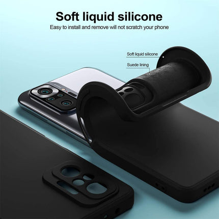 Matte Lens Protective Back Cover for Redmi Note 10 Pro / Note 10 pro Max , Slim Silicone with Soft Lining Shockproof Flexible Full Body Bumper Case (Black)