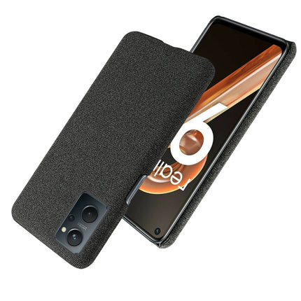 Woven Soft Fabric Case for Realme 9i Back Cover, Shock Protection Slim Hard Anti Slip Back Cover (Black)