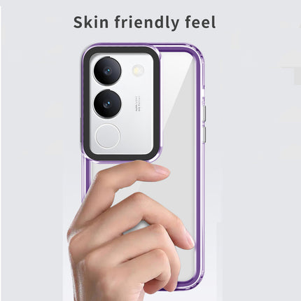 Mobizang Warrior Acrylic Clear Back Cover For Vivo V29 (5G) / Vivo V29 Pro (5G) | Slim Shockproof [Military Grade Protection] Hybrid Bumper Case (Purple Sides)