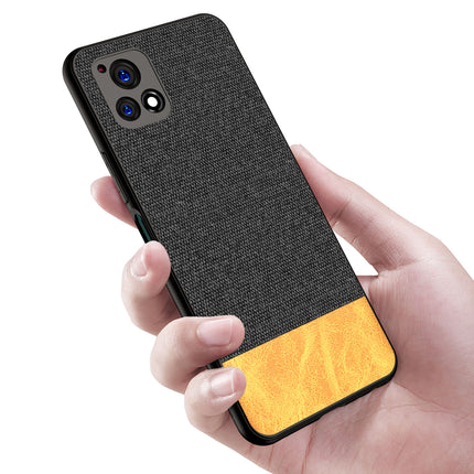 Soft Fabric & Leather Hybrid Protective Case Cover for Vivo Y72 (5G) (Black,Brown)