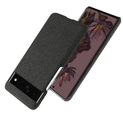 Mobizang Woven Soft Fabric Case for Google Pixel 7 Pro Back Cover, Shock Protection Slim Hard Anti Slip Back Cover (Black)