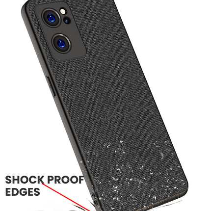 Soft Fabric Hybrid for Oppo Reno 7 (5G) Back Cover, Shockproof Protection Slim Hard Back Case (Black)