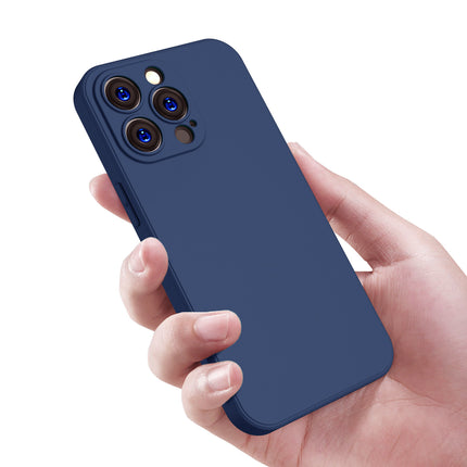 Matte Lens Protective Back Cover for Apple iPhone 13 PRO (6.1) , Slim Silicone with Soft Lining Shockproof Flexible Full Body Bumper Case (Blue)