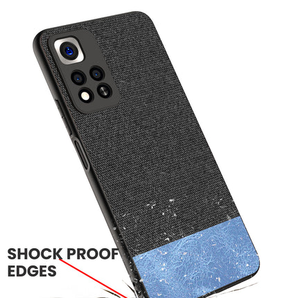 Soft Fabric & Leather Hybrid Protective Case Cover for Xiaomi 11i HyperCharge (Black,Blue)