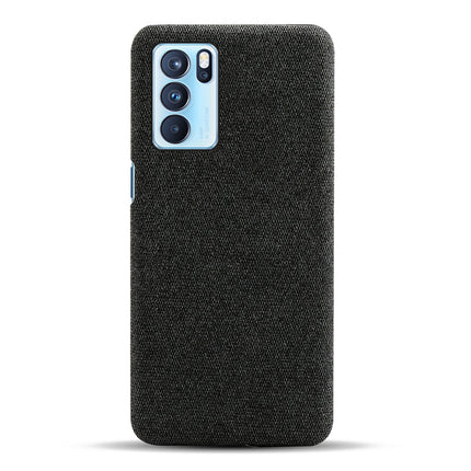 Woven Soft Fabric Case for Oppo Reno 6 Pro Back Cover, Shock Protection Slim Hard Anti Slip Back Cover (Black)
