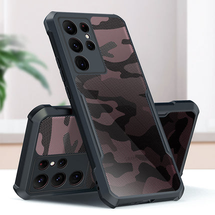 Beetle Camouflage for Samsung Galaxy S22 Ultra Back Case, [Military Grade] Shockproof Slim Hybrid Cover (Black)