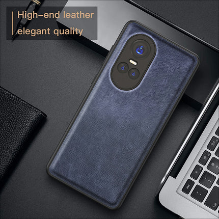 Mobizang Tux Leather Back Cover for Oppo Reno 10 / Reno 10 PRO | Slim Shockproof Camera Protection Bumper Case (Blue)