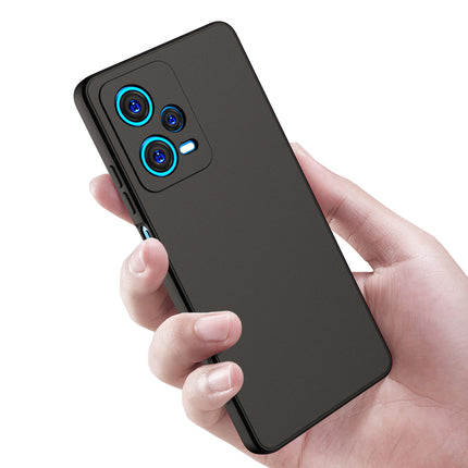 Mobizang Matte Protective Lens Flexible Back Cover for Redmi Note 12 | Slim Silicone with Soft Lining Shockproof Full Body Bumper Case (Black)
