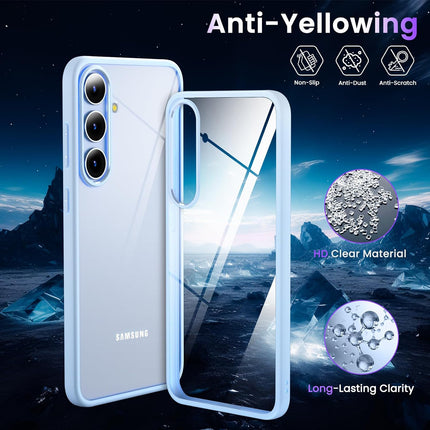 Mobizang Hawkeye Clear Back Cover for Samsung Galaxy S24 PLUS | Camera Lens Protector Shockproof Slim Clear Case Cover (Blue Sides)