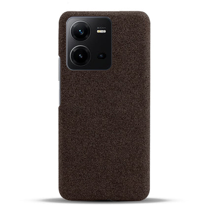 Mobizang Woven Soft Fabric Case for VIVO V25 (5G) Back Cover, Shock Protection Slim Hard Anti Slip Back Cover (Brown)