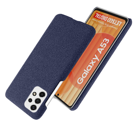 Mobizang Woven Soft Fabric Case for Samsung Galaxy A53 (5G) Back Cover,  Shock Protection Slim Hard Anti Slip Back Cover (Blue)