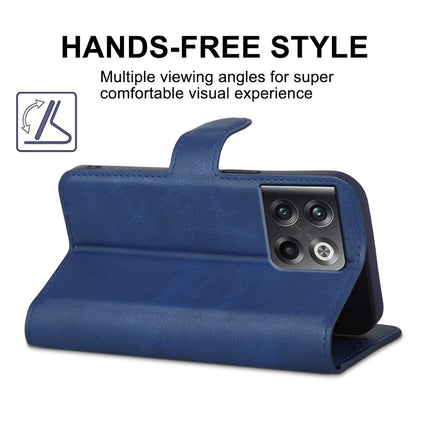 Mobizang Prime Slim Magnetic Flip Cover for OnePlus 10T | PU Leather Shockproof Folio Case with Card Holders RFID Blocking Kickstand (Blue)