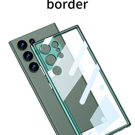 Mobizang Clear Airbag Back Case for Samsung Galaxy S24 Ultra | Transparent Shockproof Slim Hard PC Shell Protective Cover (Green)