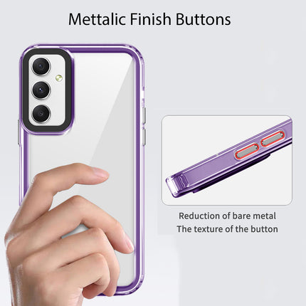 Mobizang Warrior Acrylic Clear Back Cover For Samsung Galaxy A25 | Slim Shockproof [Military Grade Protection] Hybrid Bumper Case (Purple Sides)