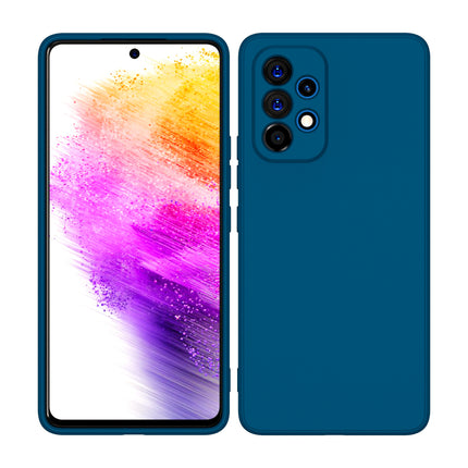 Matte Lens Protective Back Cover for Samsung Galaxy A73 (5G), Slim Silicone with Soft Lining Shockproof Flexible Full Body Bumper Case (Blue)