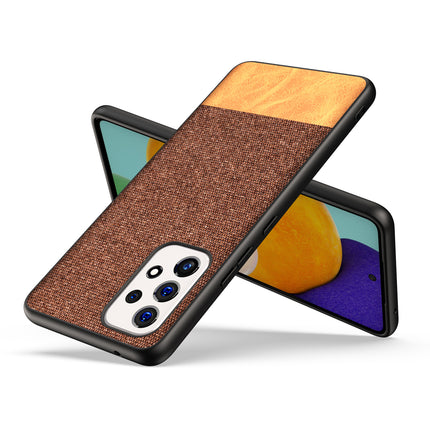 Soft Fabric & Leather Hybrid Protective Back Case Cover for Samsung Galaxy A33 (5G) (Brown)