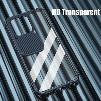 Slider Back Cover for Apple iPhone 13 Pro , [Military Grade Protection] Shockproof Slim Clear Camera Shield Bumper Back Case (Blue)