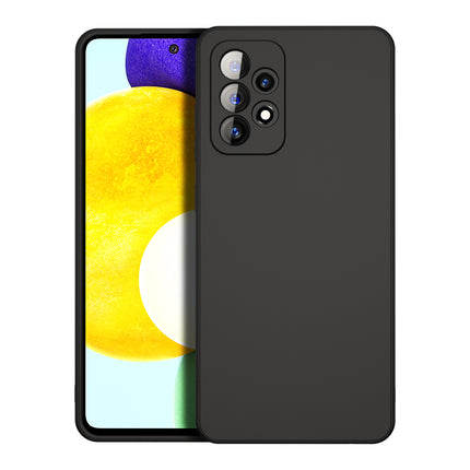 Matte Lens Protective Back Cover for Samsung Galaxy A52 , Slim Silicone with Soft Lining Shockproof Flexible Full Body Bumper Case (Black)