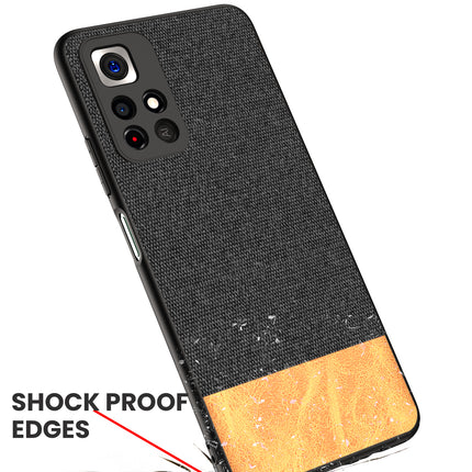 Soft Fabric & Leather Hybrid Protective Case Cover for Redmi Note 11T (5G) (Black,Brown)