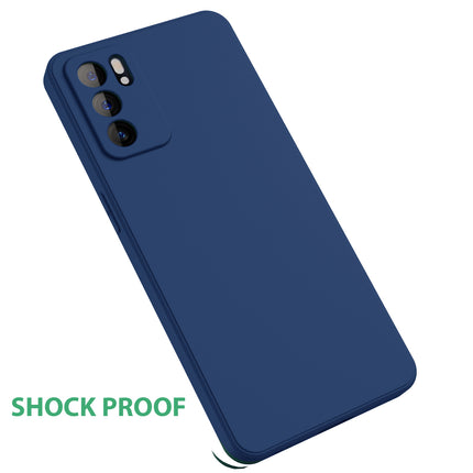 Matte Lens Protective Back Cover for Oppo Reno 6 (5G) , Slim Silicone with Soft Lining Shockproof Flexible Full Body Bumper Case , Blue