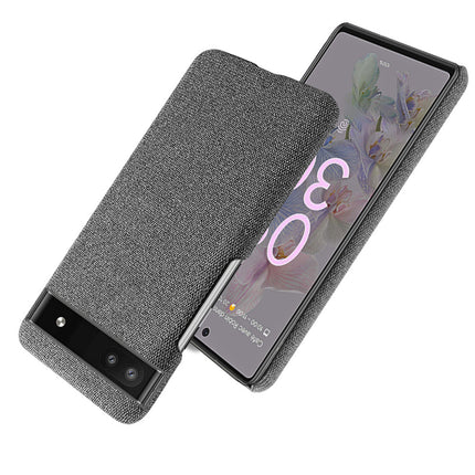 Mobizang Woven Soft Fabric Case for Google Pixel 6A Back Cover, Shock Protection Slim Hard Anti Slip Back Cover (Grey)